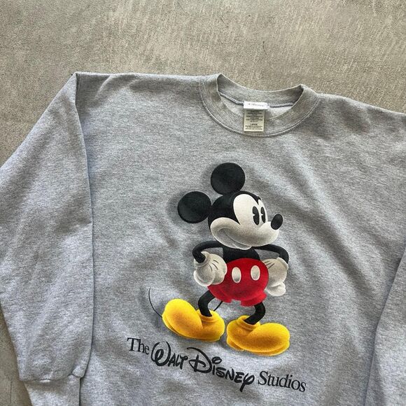 90s Vintage Disney Mickey Mouse Gray Crewneck Sweater - Picture 2 of 3